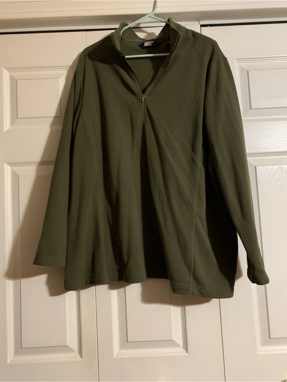 NWOT Womens 2x Lands' End Olive Green 3/4 zip Quarter-Zip Fleece